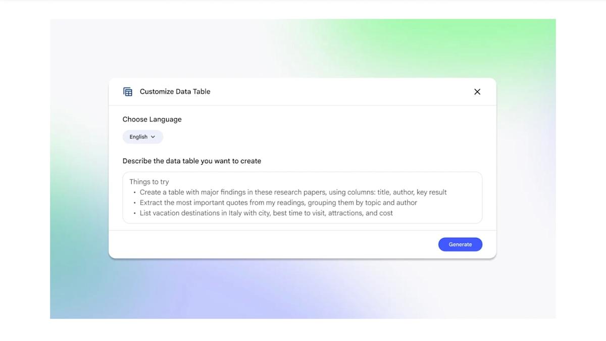 Google NotebookLM-მა „მონაცემთა ცხრილების“ ფუნქცია დაამატა